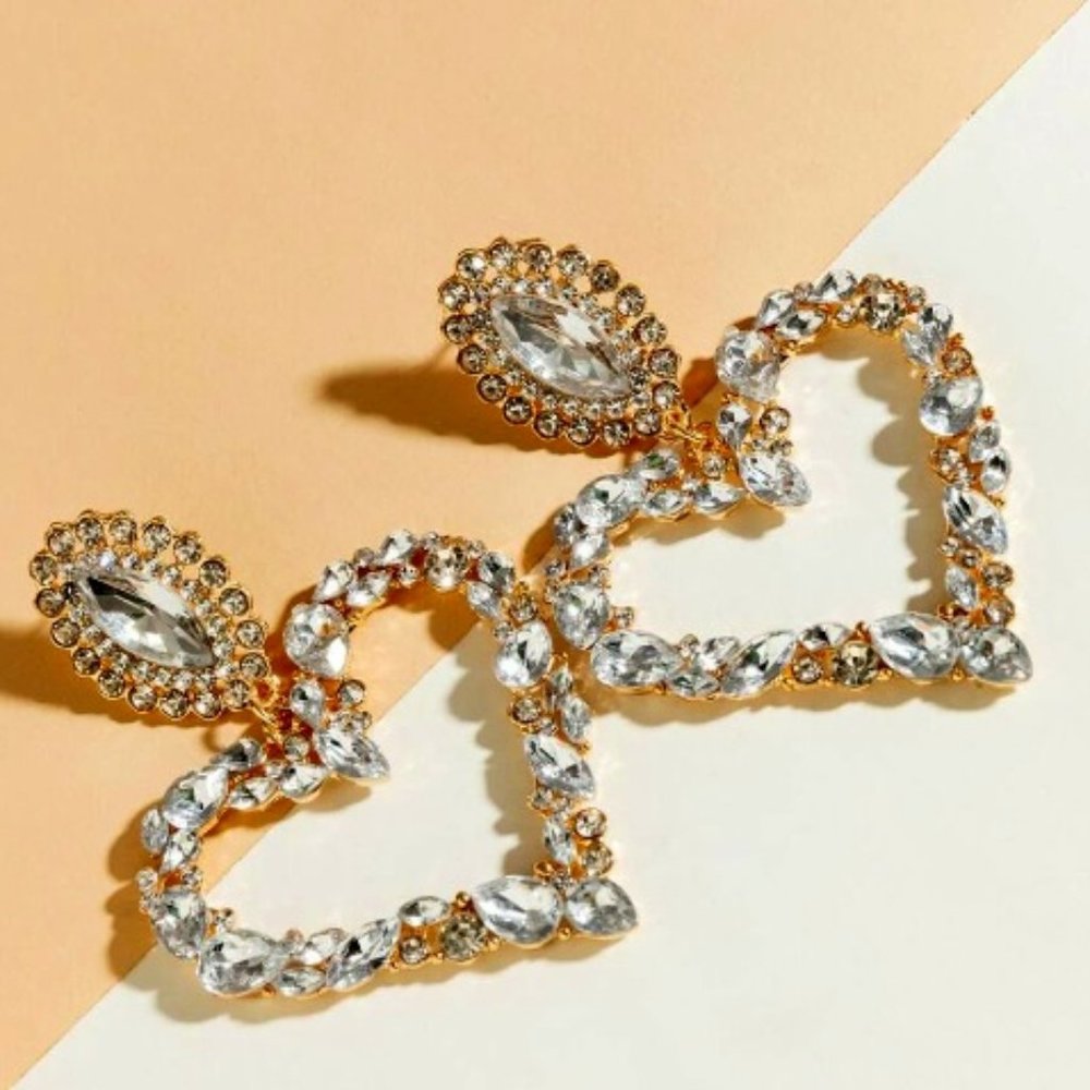 Luxurious Gemstone Heart Drop Earrings